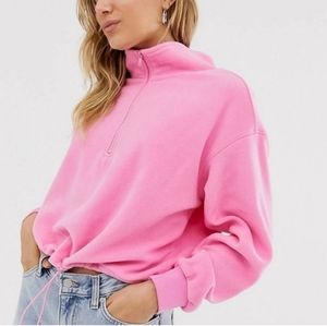 ASOS monki zip neck fleece sweatshirt